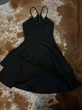 B Darlin Black High-Low Fit & Flare Dress
